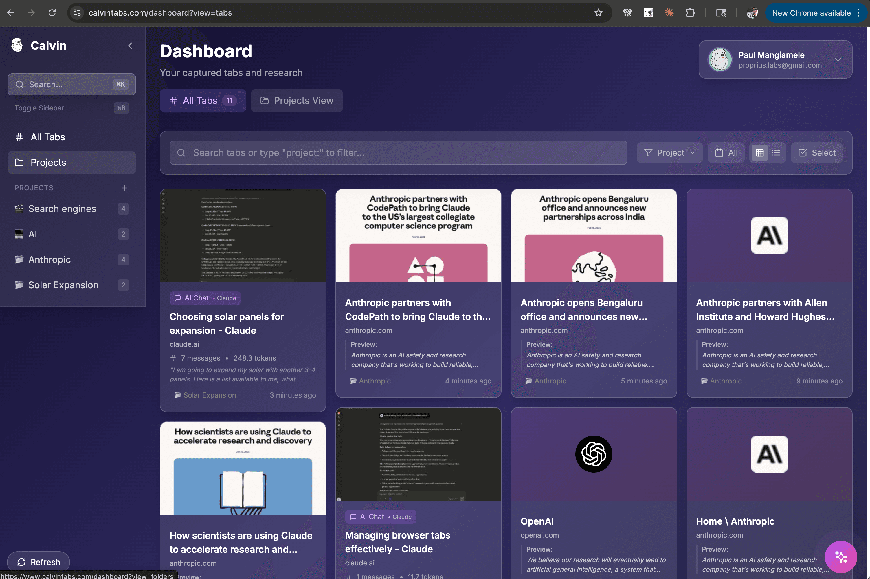 Web Dashboard — All Tabs View