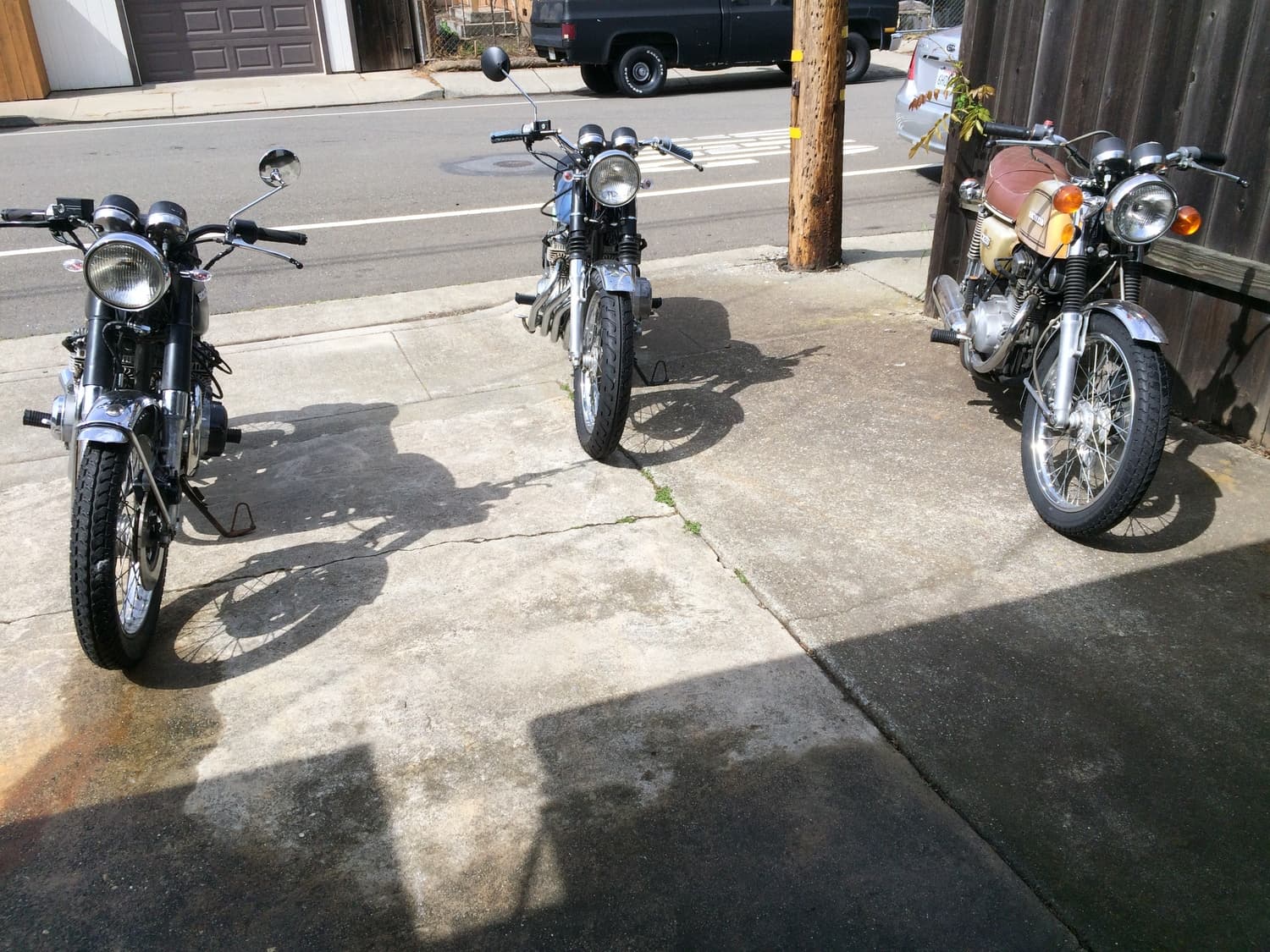 All three Honda motorcycles together